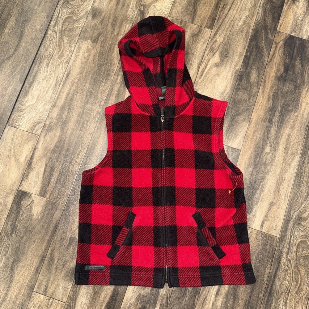 Lauren Ralph Lauren Buffalo Plaid Check Fleece Full-Zip Hooded Vest Women's P/M